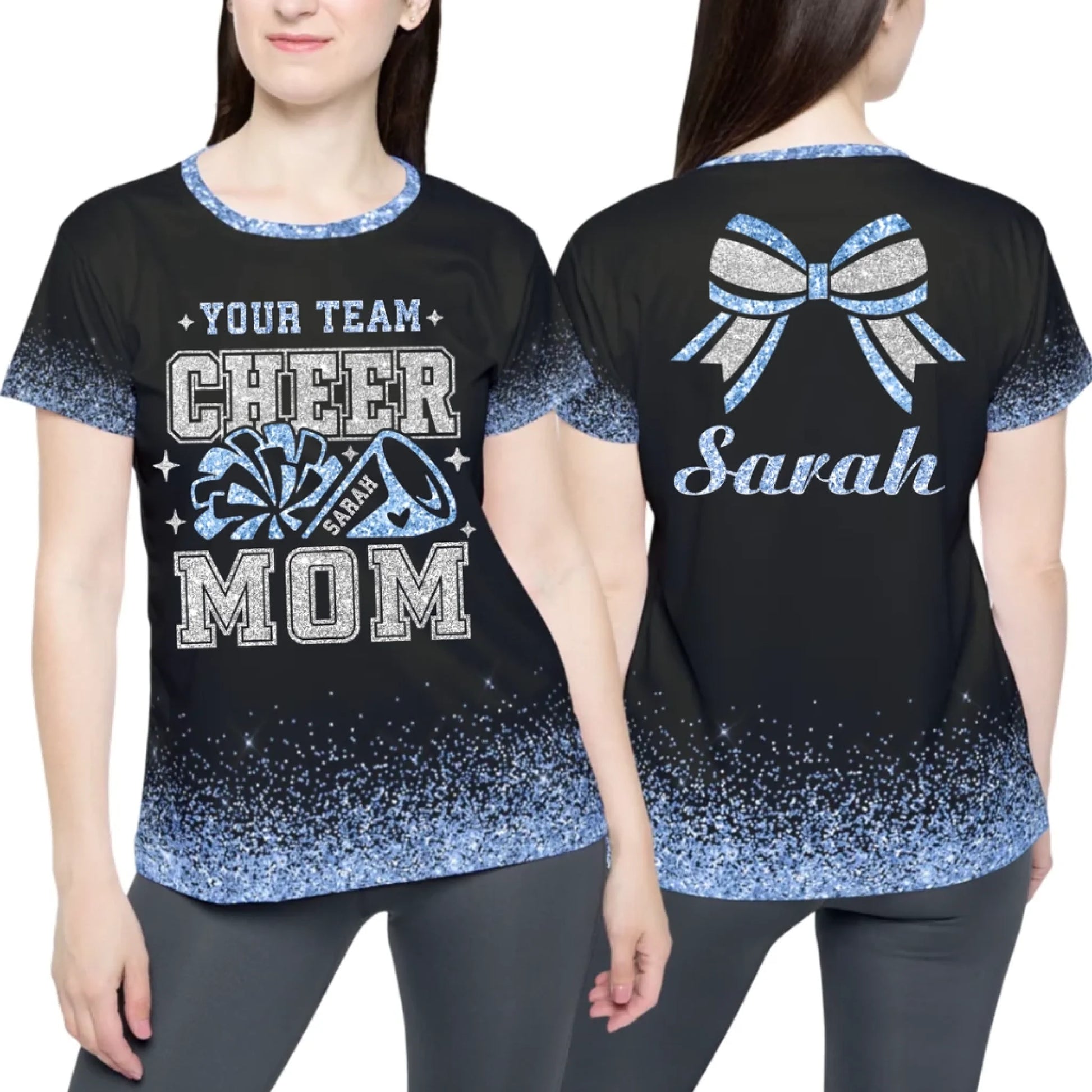 Personalized Glitter Cheer Mom T-Shirt – Custom Cheer Mom T-Shirt with Name & Colors-1