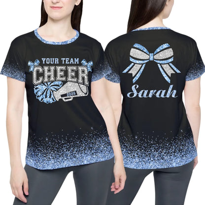 Personalized Glitter Cheer Cheerleader T-Shirt – Custom Cheer T-Shirt with Name & Colors-3