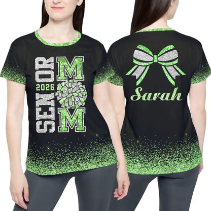 Personalized Glitter Senior Cheer Mom T-Shirt – Custom Senior Cheer Mom T-Shirt with Name & Colors-1