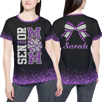 Personalized Glitter Senior Cheer Mom T-Shirt – Custom Senior Cheer Mom T-Shirt with Name & Colors-3