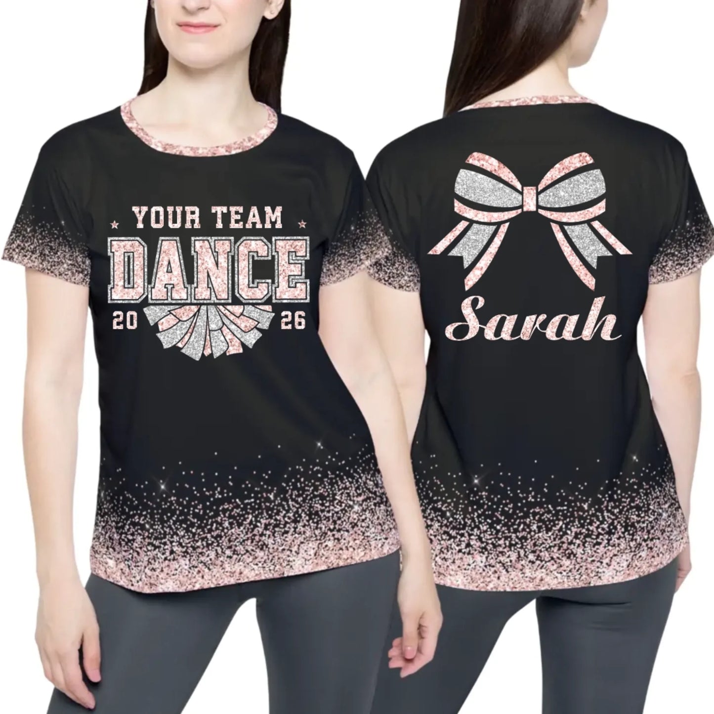 Personalized Glitter Dance T-Shirt – Custom Dance T-Shirt with Team Name & Colors-3