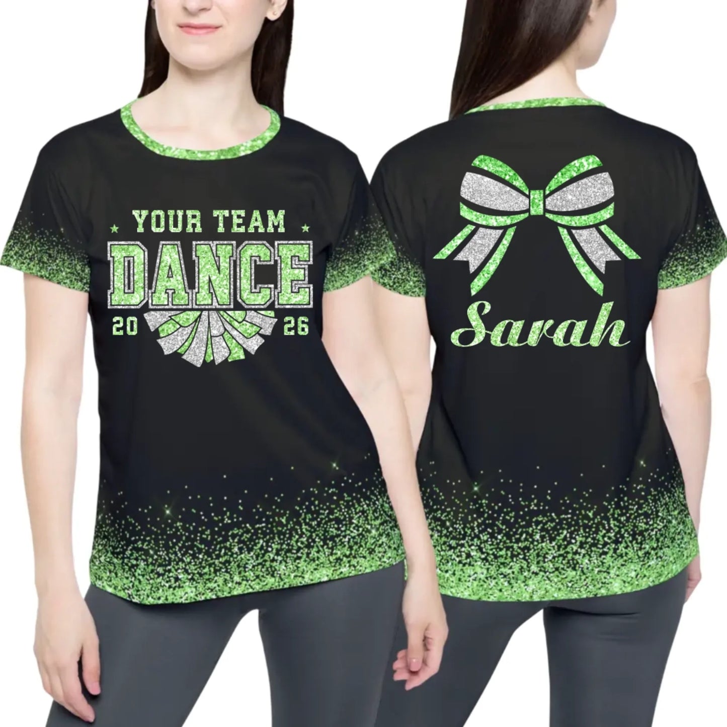 Personalized Glitter Dance T-Shirt – Custom Dance T-Shirt with Team Name & Colors-1