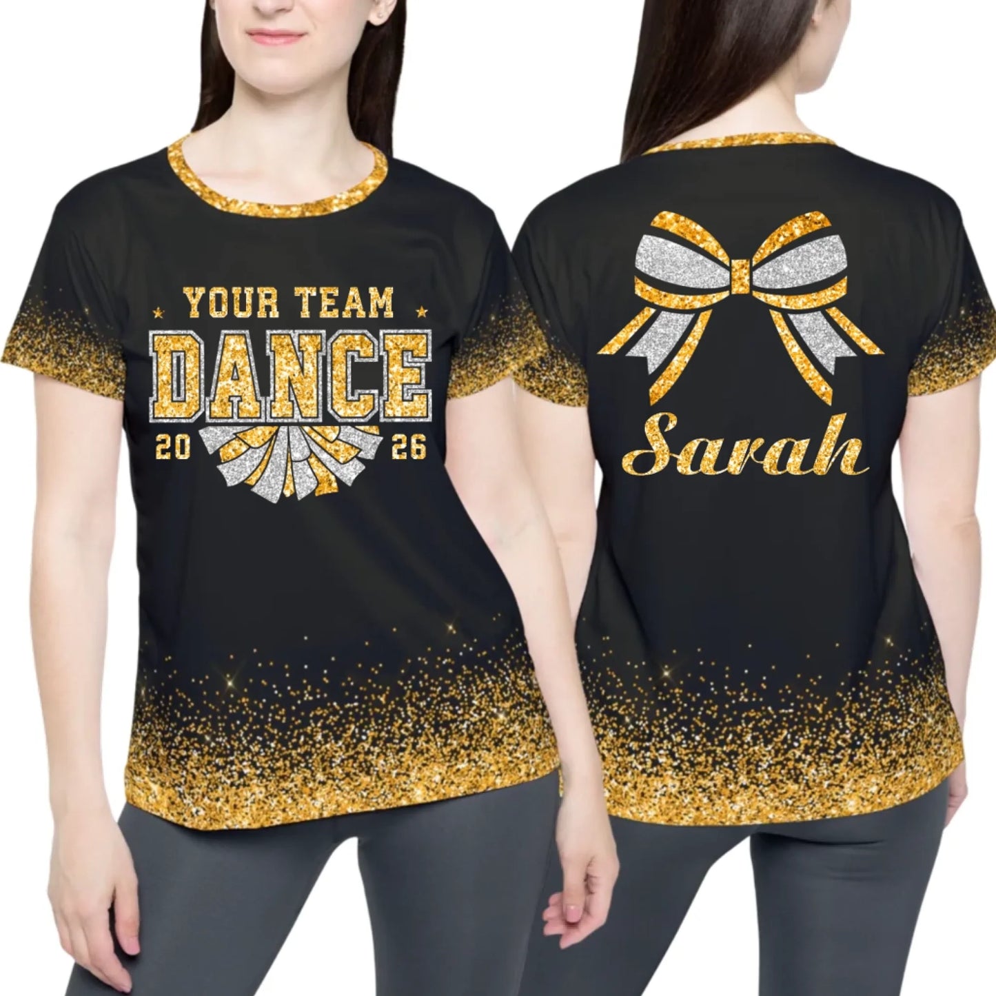 Personalized Glitter Dance T-Shirt – Custom Dance T-Shirt with Team Name & Colors