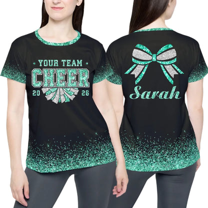 Personalized Glitter Cheer Team Name T-Shirt – Custom Cheer T-Shirt with Name & Colors-3