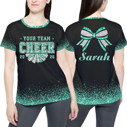 Personalized Glitter Cheer Team Name T-Shirt – Custom Cheer T-Shirt with Name & Colors