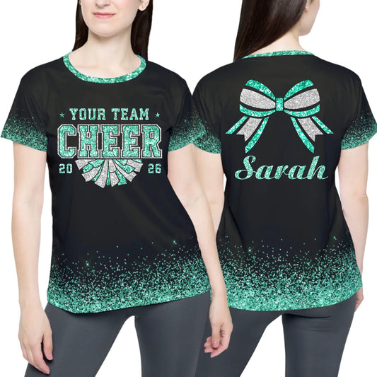 Personalized Glitter Cheer Team Name T-Shirt – Custom Cheer T-Shirt with Name & Colors