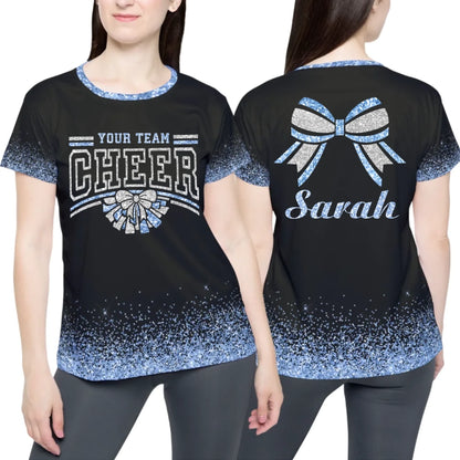 Personalized Glitter Cheer Cheerleading Team Name Shirt - Custom Cheer Cheerleading Shirt with Name & Colors