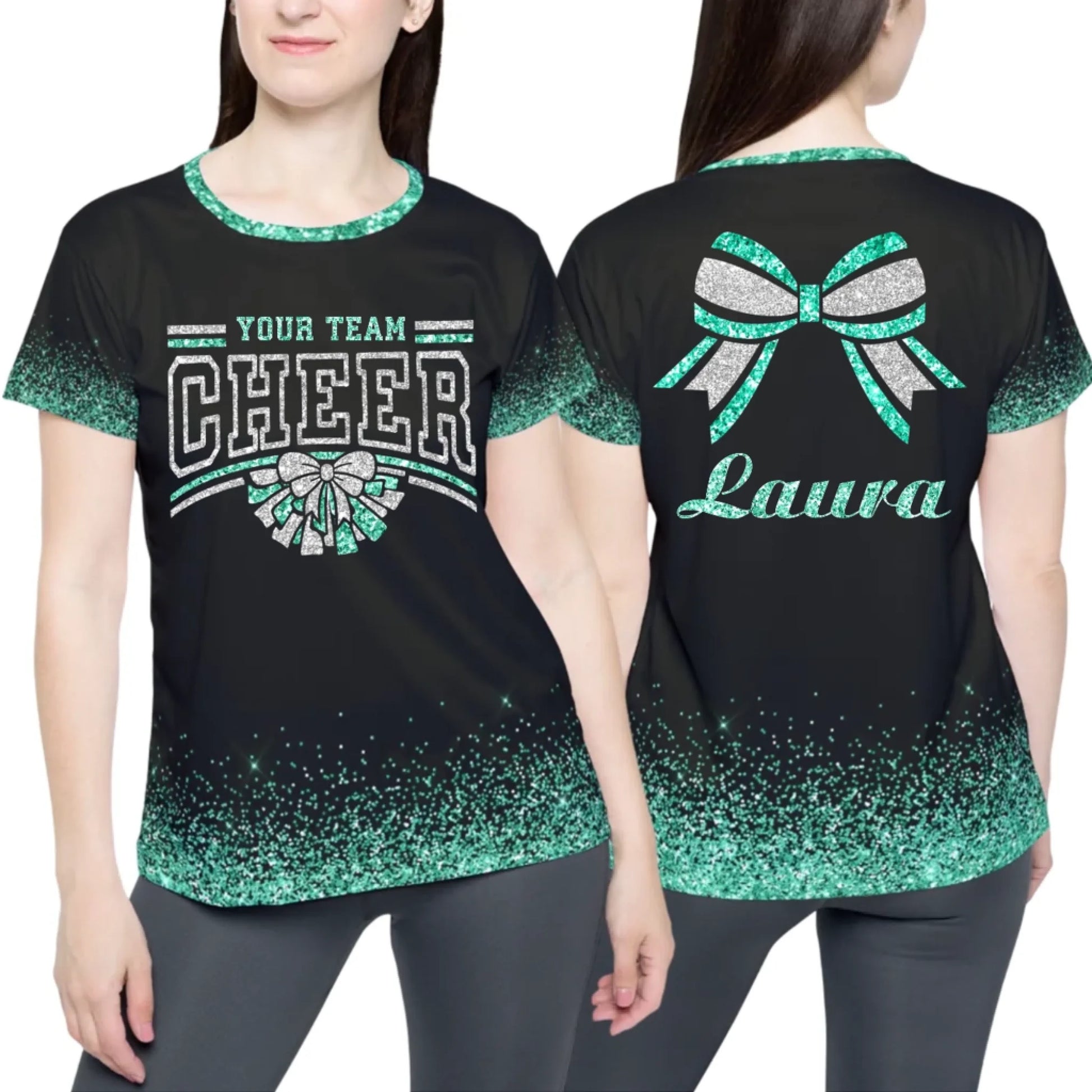 Personalized Glitter Cheer Cheerleading Team Name Shirt - Custom Cheer Cheerleading Shirt with Name & Colors-1