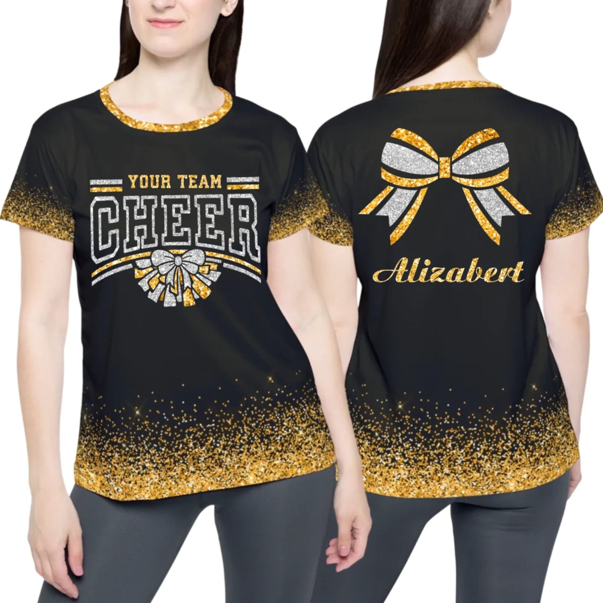 Personalized Glitter Cheer Cheerleading Team Name Shirt - Custom Cheer Cheerleading Shirt with Name & Colors-3