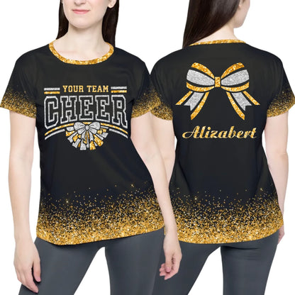 Personalized Glitter Cheer Cheerleading Team Name Shirt - Custom Cheer Cheerleading Shirt with Name & Colors-3