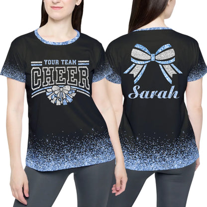 Personalized Glitter Cheer Cheerleading Team Name Shirt - Custom Cheer Cheerleading Shirt with Name & Colors