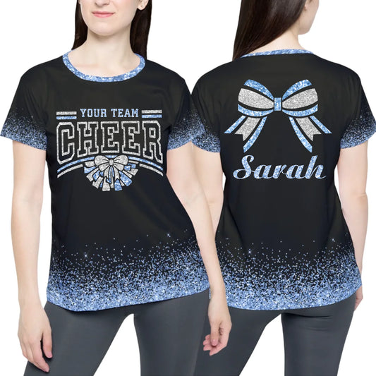 Personalized Glitter Cheer Cheerleading Team Name Shirt - Custom Cheer Cheerleading Shirt with Name & Colors