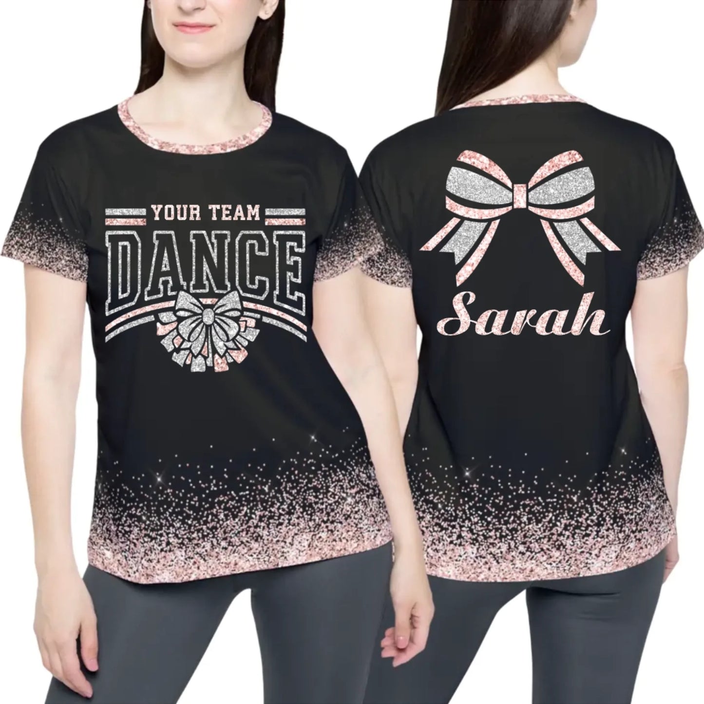 Personalized Glitter Dance Team Name Shirt - Custom Dance Shirt with Name & Colors-4