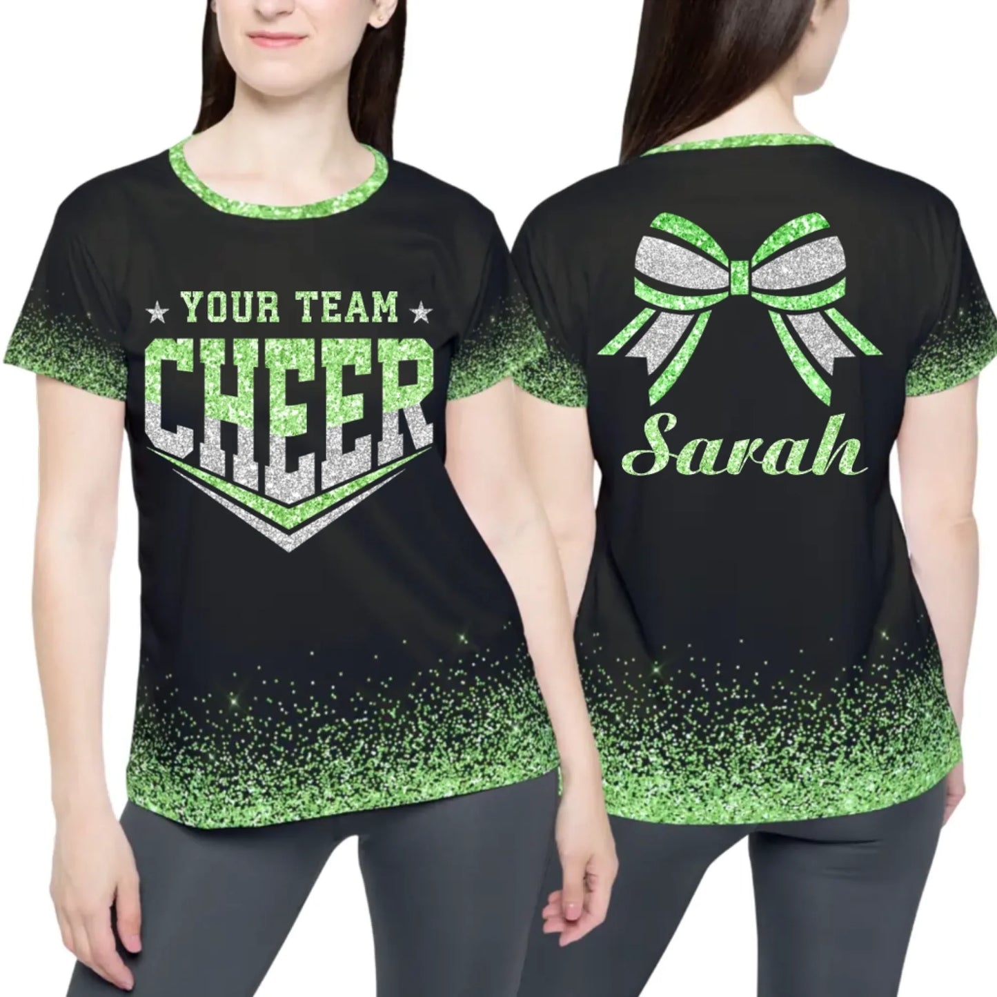 Personalized Glitter Cheer Shirt – Custom Cheer Cheerleading Shirt with Name & Colors-2