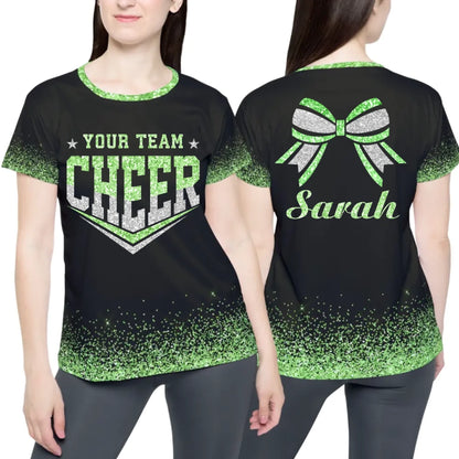 Personalized Glitter Cheer Shirt – Custom Cheer Cheerleading Shirt with Name & Colors-2
