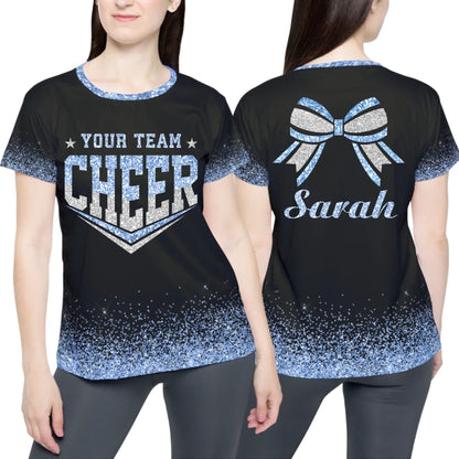 Personalized Glitter Cheer Shirt – Custom Cheer Cheerleading Shirt with Name & Colors-1