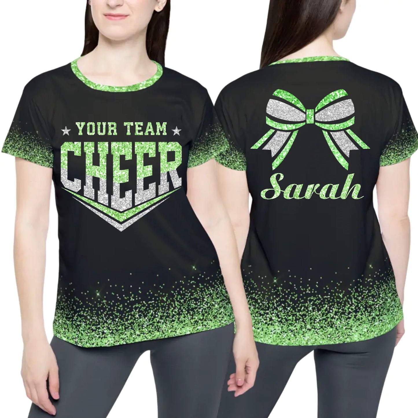 Personalized Glitter Cheer Shirt – Custom Cheer Cheerleading Shirt with Name & Colors
