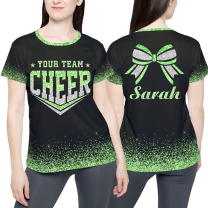 Personalized Glitter Cheer Shirt – Custom Cheer Cheerleading Shirt with Name & Colors
