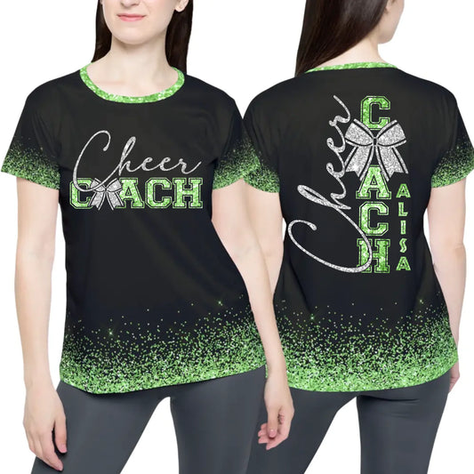 Personalized Glitter Cheer Coach Shirt – Custom Cheer Coach Shirt with Name & Colors