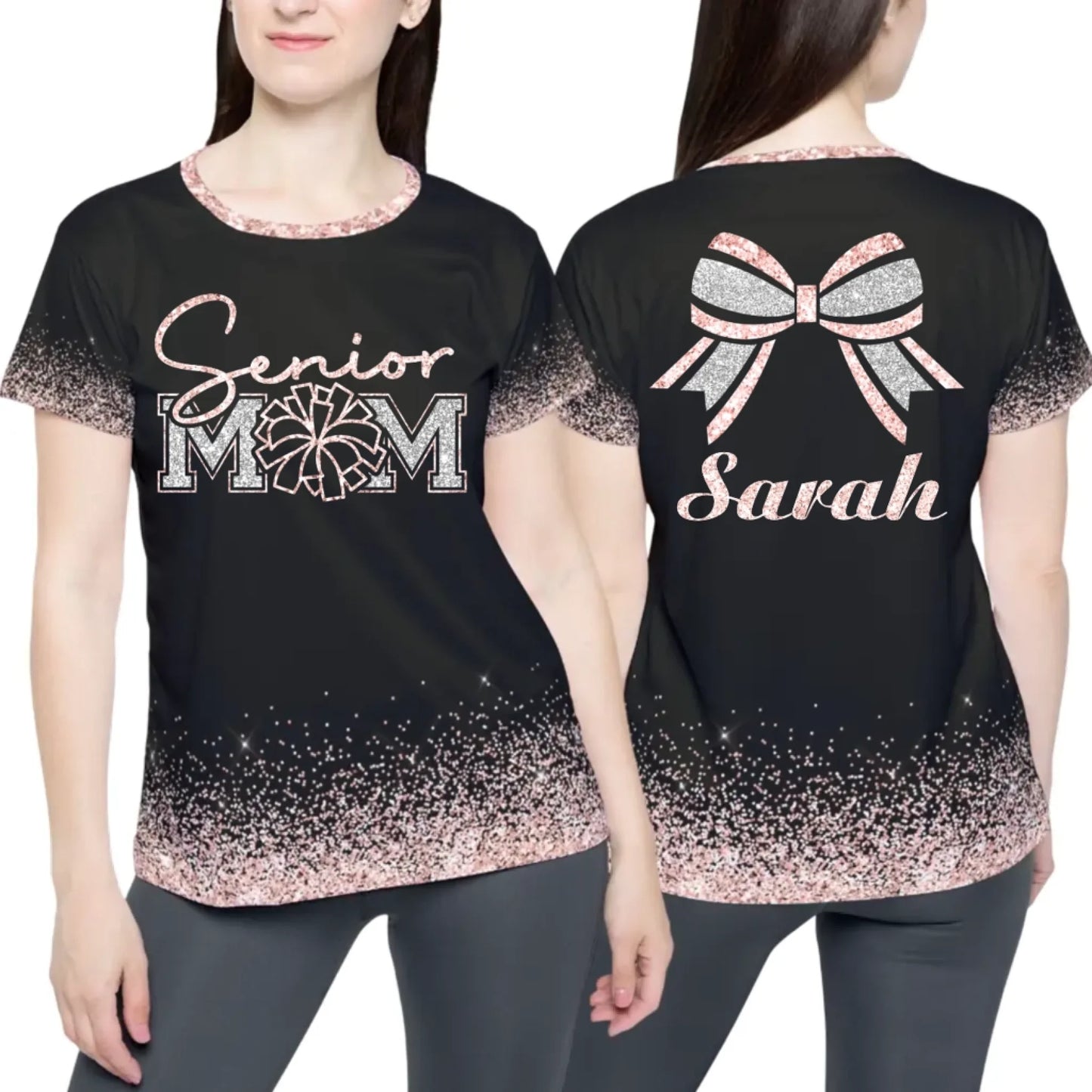Personalized Glitter Senior Cheer Mom Shirt – Custom Senior Cheer Mom Shirt with Name & Colors-4