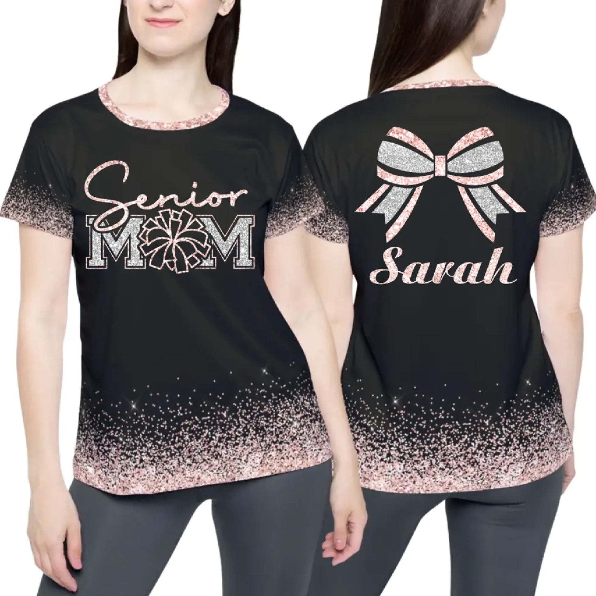 Personalized Glitter Senior Cheer Mom Shirt – Custom Senior Cheer Mom Shirt with Name & Colors-4