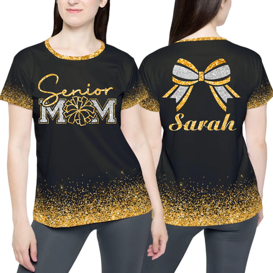 Personalized Glitter Senior Cheer Mom Shirt – Custom Senior Cheer Mom Shirt with Name & Colors