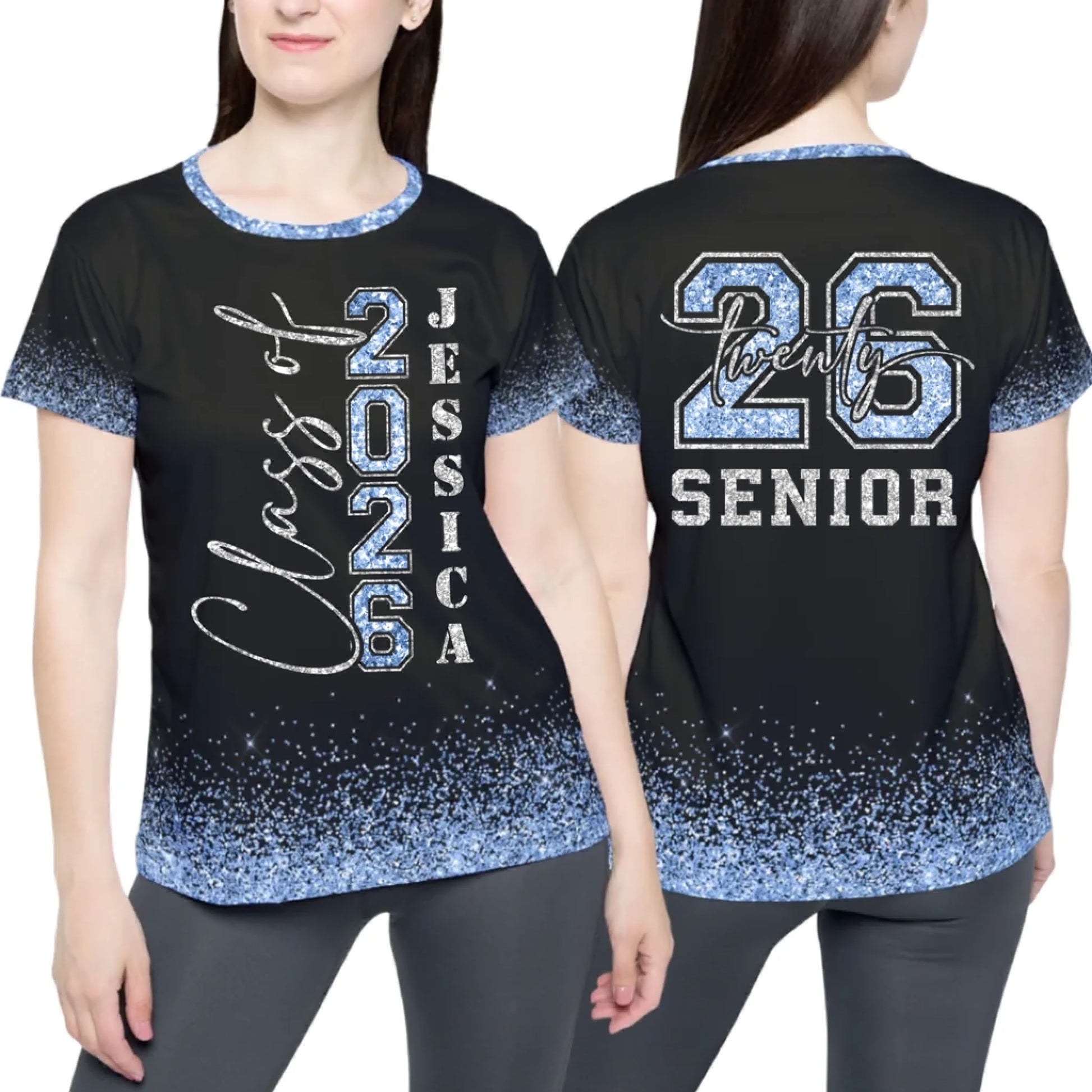 Personalized Glitter Senior Class of 2026 Shirt - Custom Graduation Shirt with Name & Colors