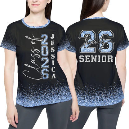 Personalized Glitter Senior Class of 2026 Shirt - Custom Graduation Shirt with Name & Colors