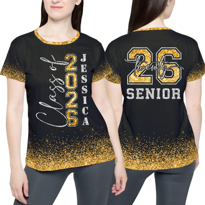 Personalized Glitter Senior Class of 2026 Shirt - Custom Graduation Shirt with Name & Colors-2