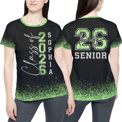 Personalized Glitter Senior Class of 2026 Shirt - Custom Graduation Shirt with Name & Colors-3