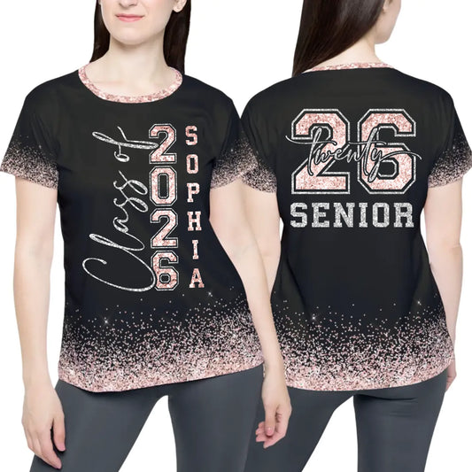 Personalized Glitter Senior Class of 2026 Shirt - Custom Graduation Shirt with Name & Colors