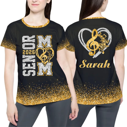 Personalized Glitter Senior Band Mom T-Shirt – Custom Senior Marching Band Mom Shirt with Name & Colors-3