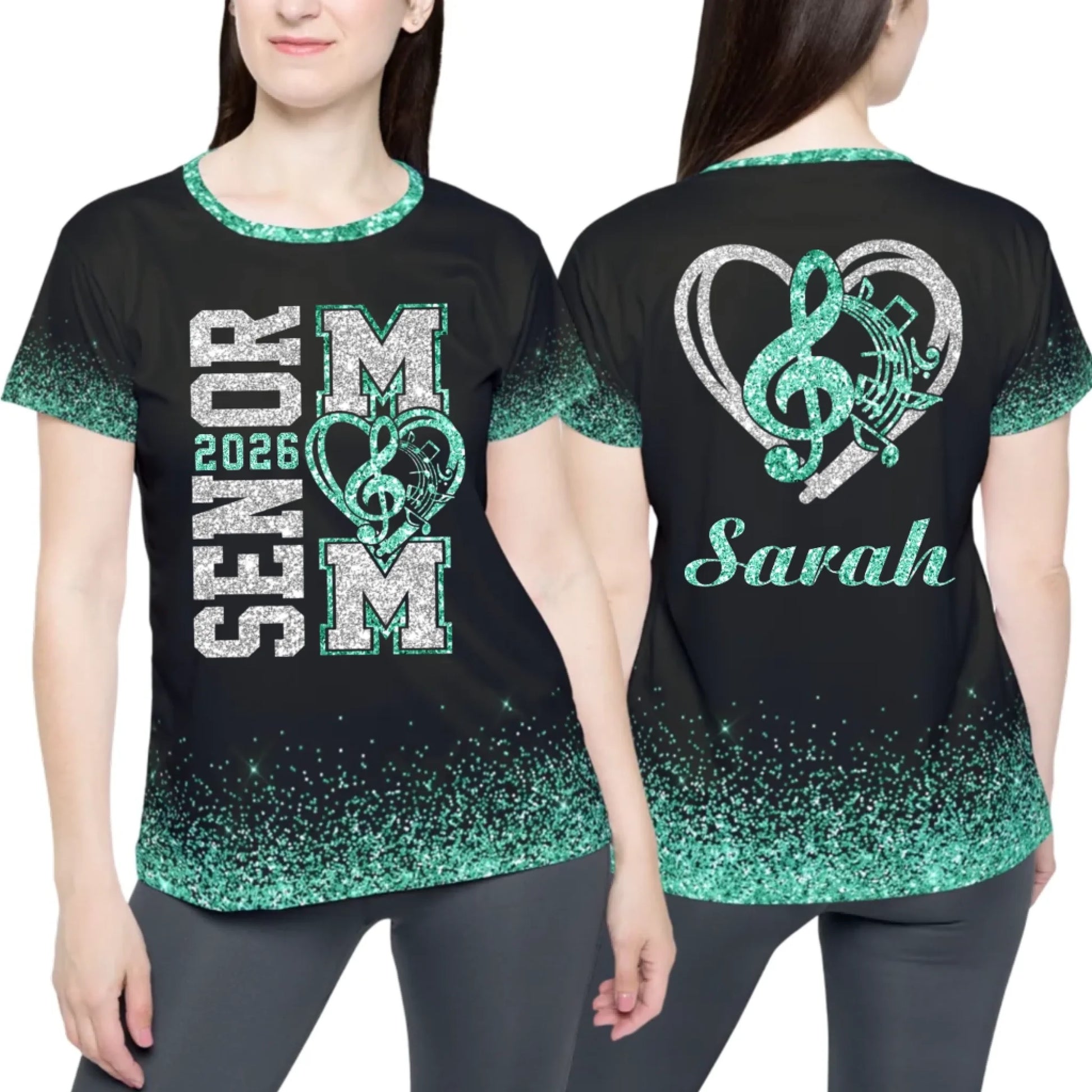 Personalized Glitter Senior Band Mom T-Shirt – Custom Senior Marching Band Mom Shirt with Name & Colors-2