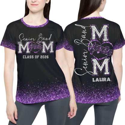 Personalized Glitter Senior Band Mom Shirt – Custom Senior Marching Band Mom Shirt with Name & Colors