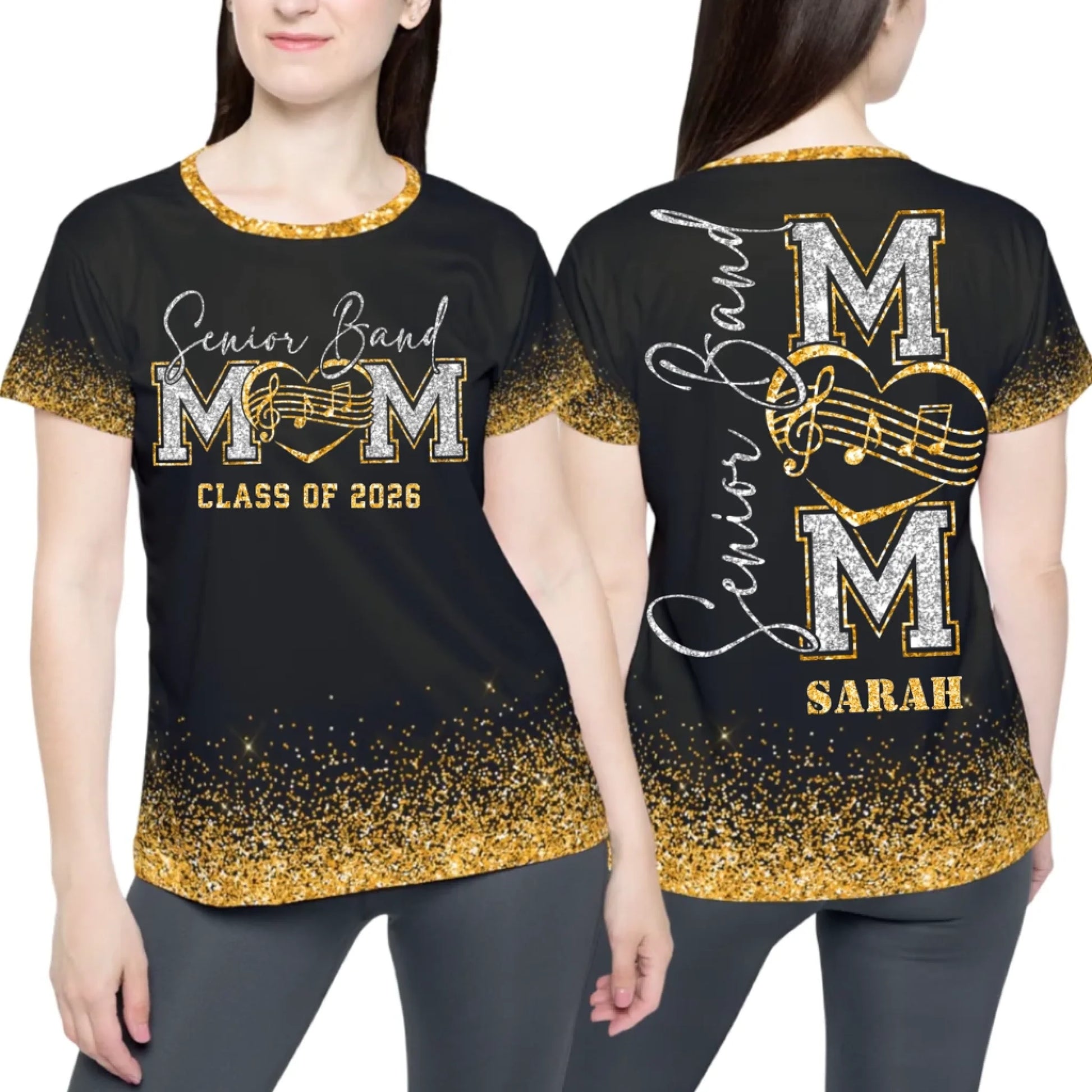 Personalized Glitter Senior Band Mom Shirt – Custom Senior Marching Band Mom Shirt with Name & Colors-3