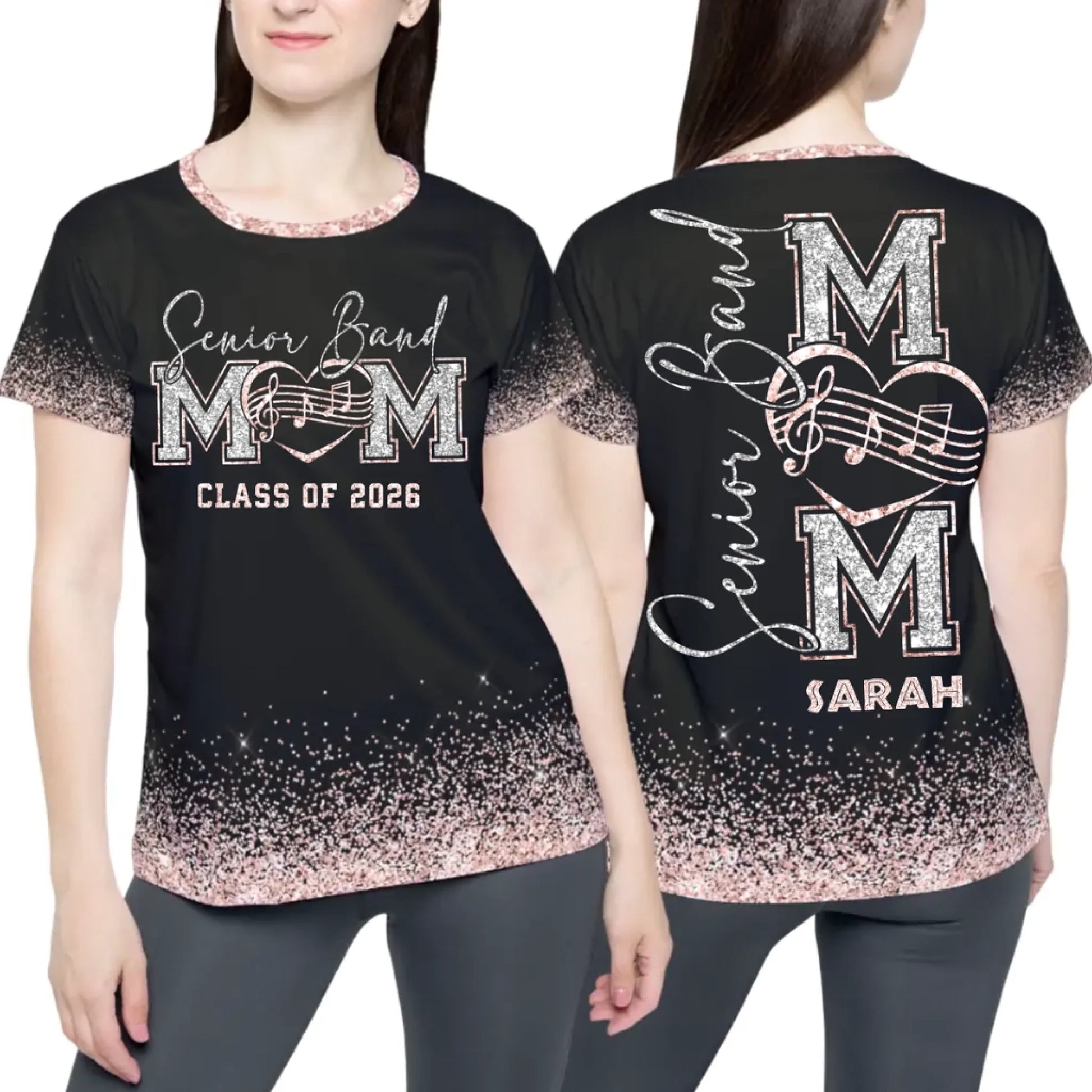 Personalized Glitter Senior Band Mom Shirt – Custom Senior Marching Band Mom Shirt with Name & Colors-1