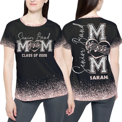 Personalized Glitter Senior Band Mom Shirt – Custom Senior Marching Band Mom Shirt with Name & Colors-1