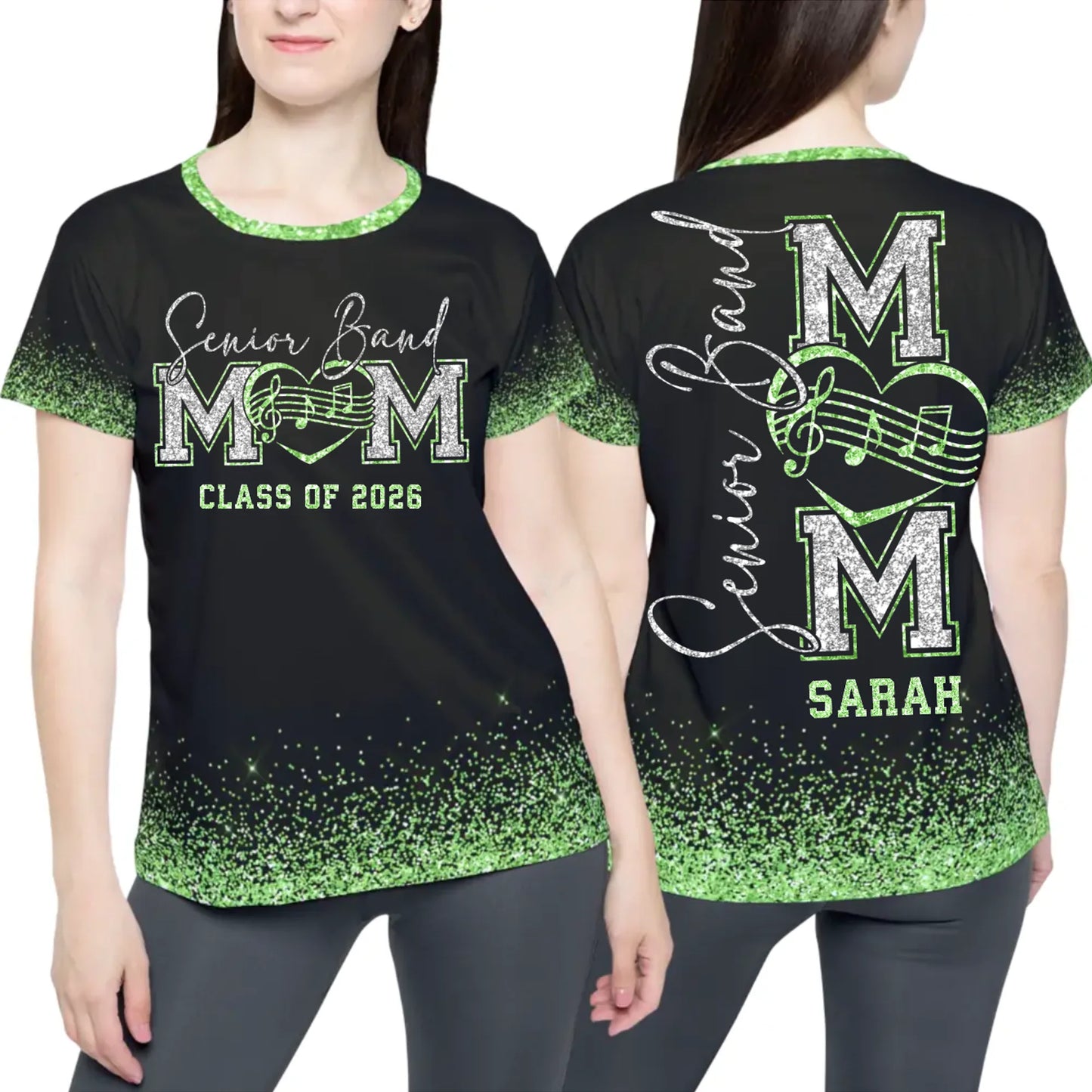 Personalized Glitter Senior Band Mom Shirt – Custom Senior Marching Band Mom Shirt with Name & Colors