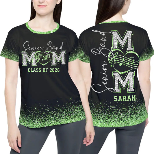 Personalized Glitter Senior Band Mom Shirt – Custom Senior Marching Band Mom Shirt with Name & Colors