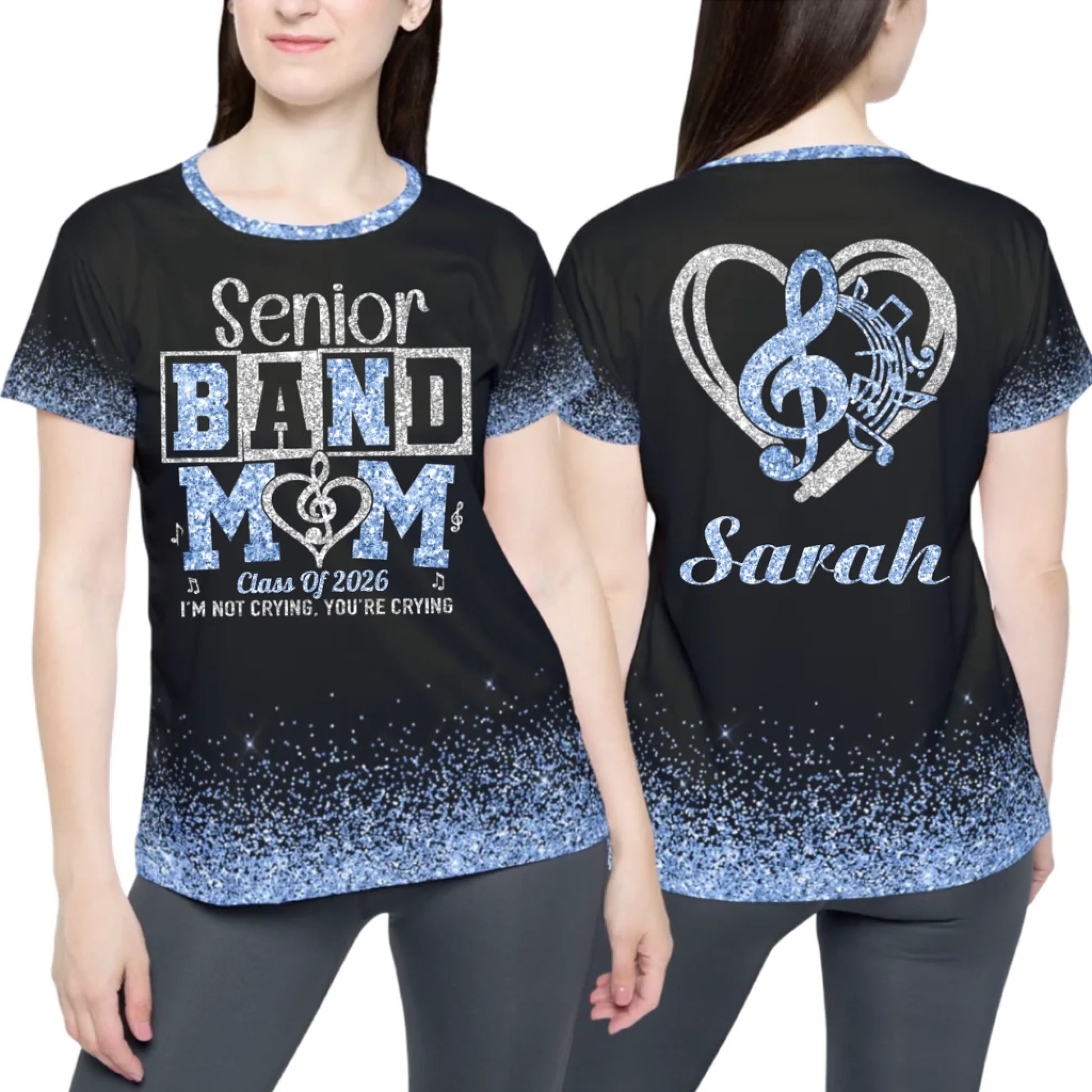 Personalized Glitter Senior Band Mom Shirt – Custom Senior Marching Band Mom Shirt with Name-1