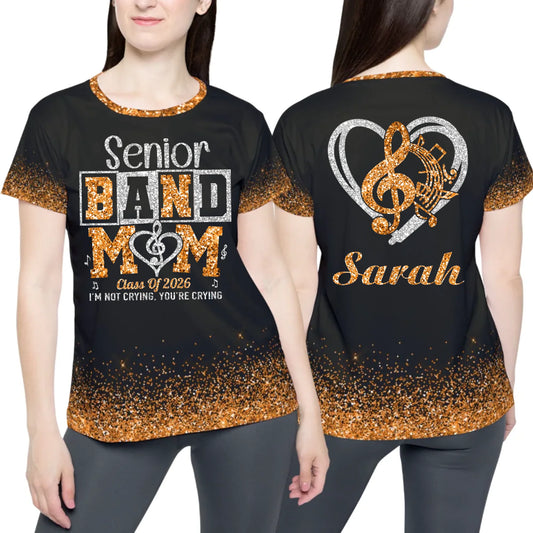 Personalized Glitter Senior Band Mom Shirt – Custom Senior Marching Band Mom Shirt with Name