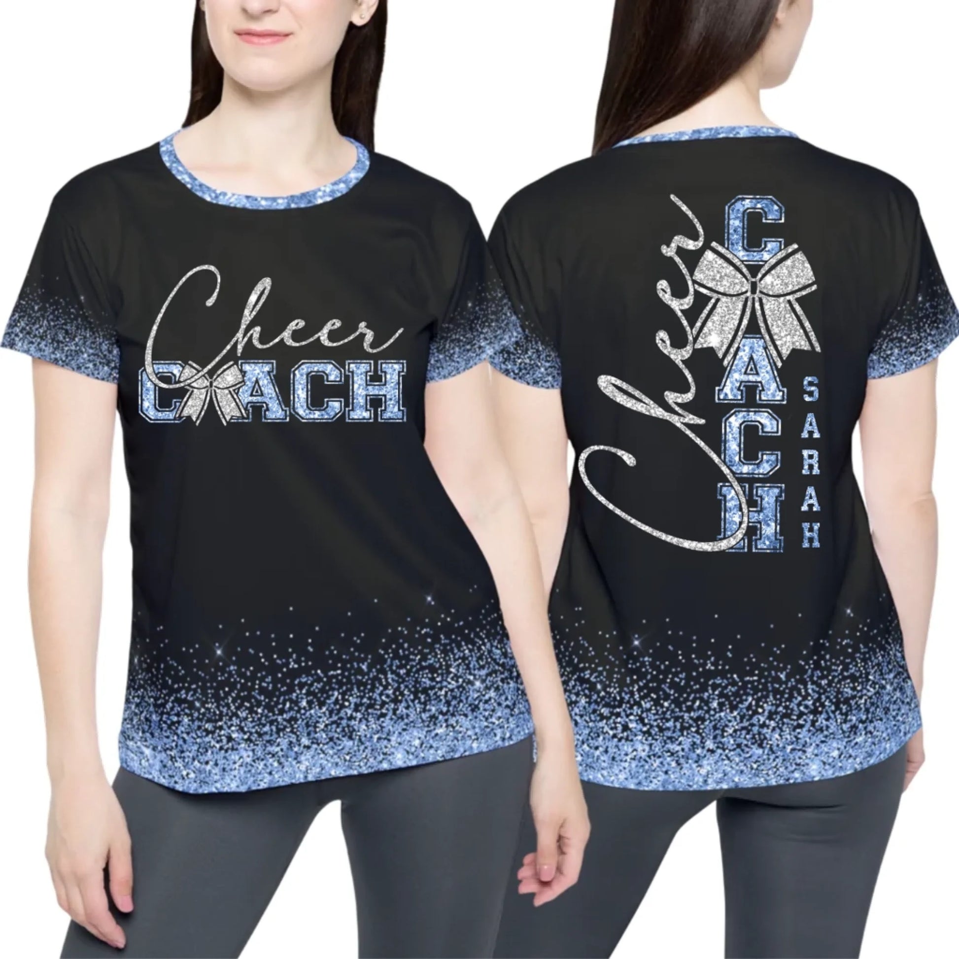 Personalized Glitter Cheer Coach Shirt – Custom Cheer Coach Shirt with Name & Colors