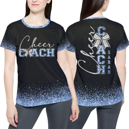 Personalized Glitter Cheer Coach Shirt – Custom Cheer Coach Shirt with Name & Colors