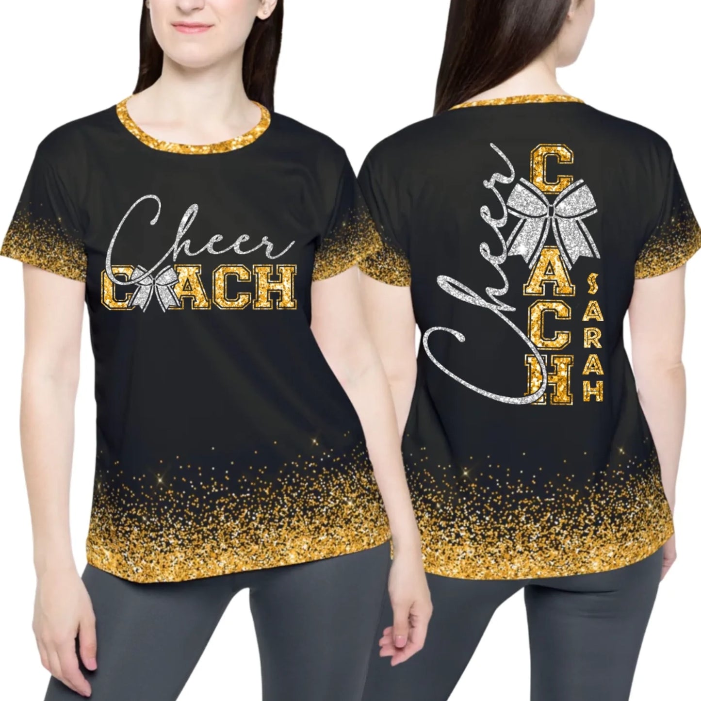 Personalized Glitter Cheer Coach Shirt – Custom Cheer Coach Shirt with Name & Colors-1