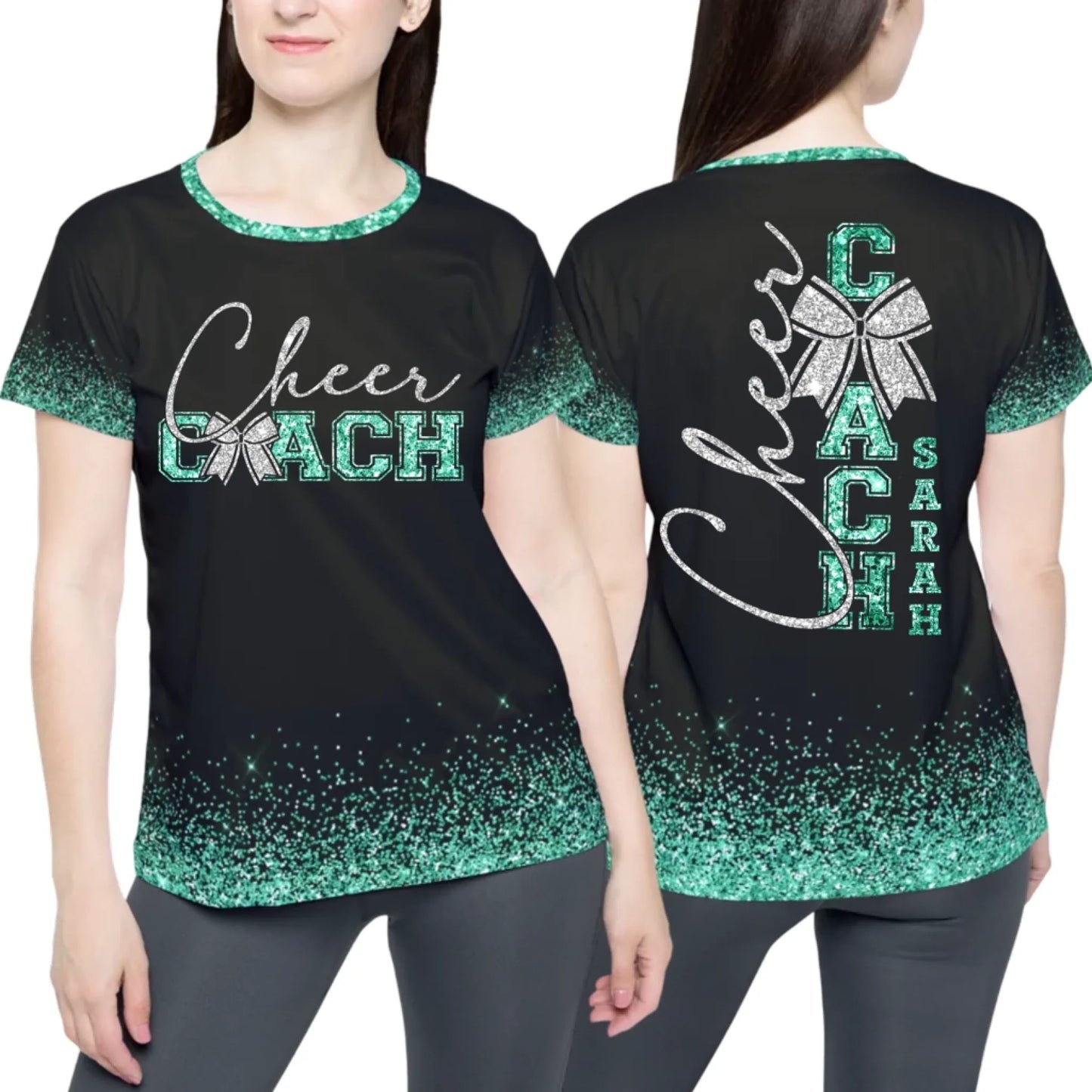 Personalized Glitter Cheer Coach Shirt – Custom Cheer Coach Shirt with Name & Colors-2