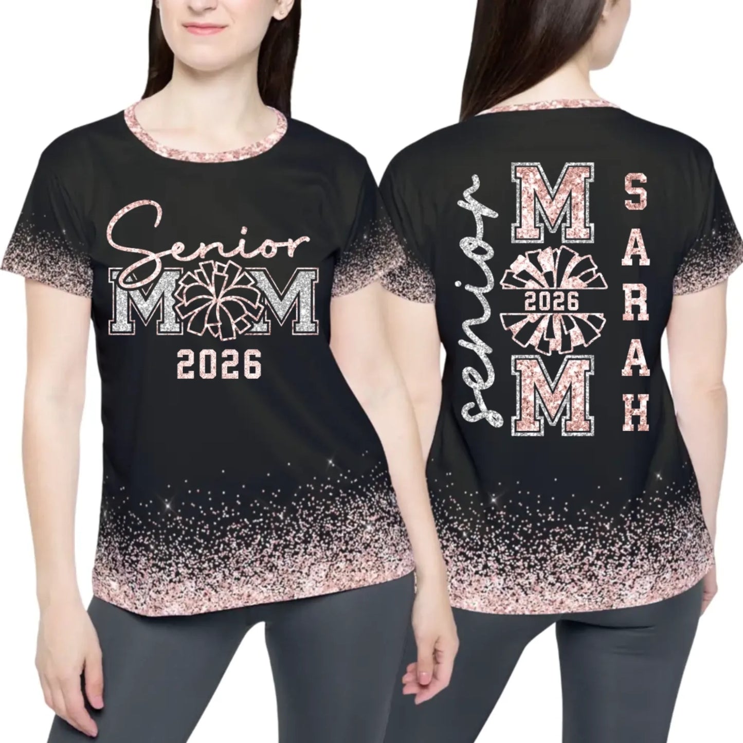 -Personalized Glitter Senior Cheer Mom 2026 Shirt – Custom Senior Cheer Mom Shirt with Custom Name & Year1