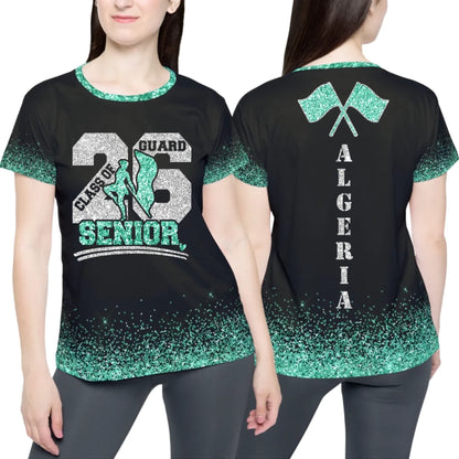 Personalized Glitter Color Guard Senior 2026 T-Shirt – Custom Color Guard Shirt with Name & Colors-2