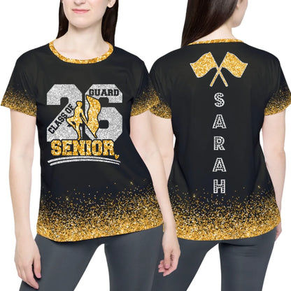 Personalized Glitter Color Guard Senior 2026 T-Shirt – Custom Color Guard Shirt with Name & Colors-4