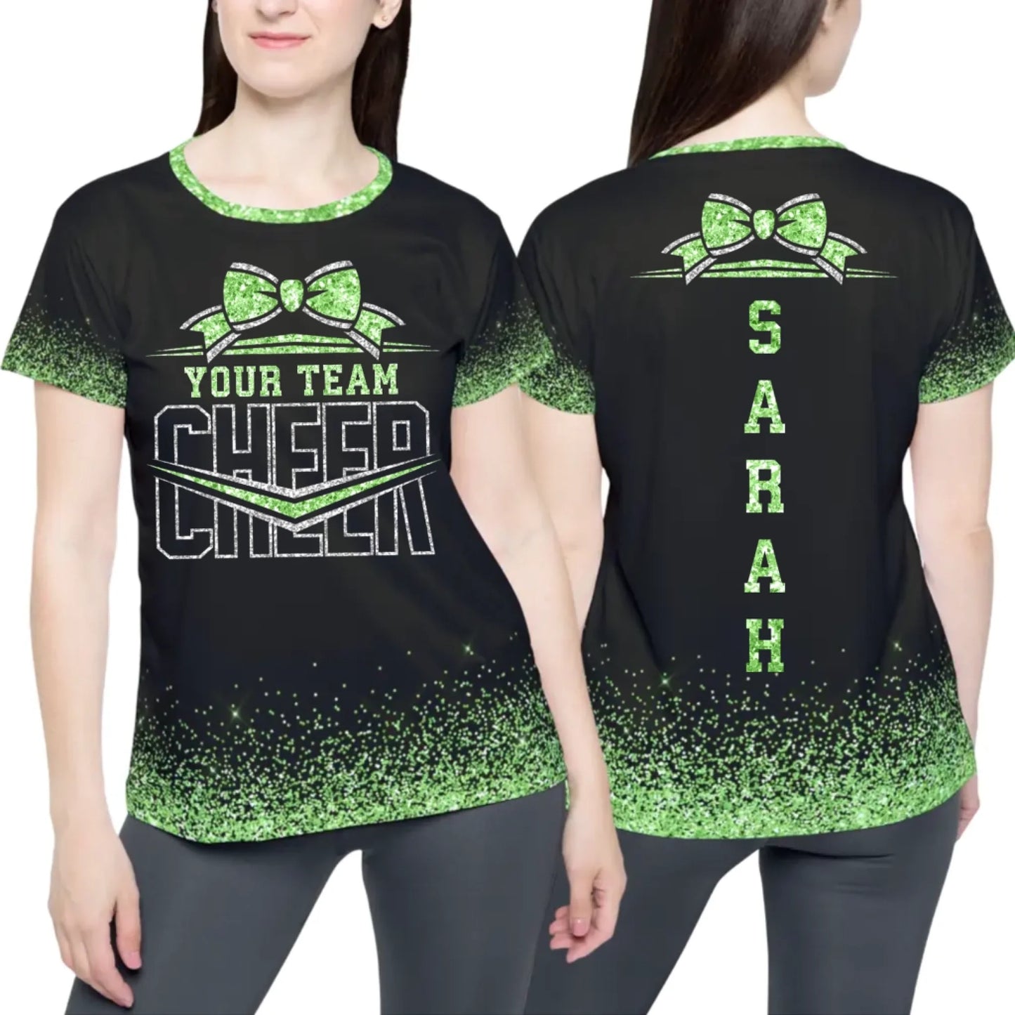 Personalized Glitter Cheer Team T-Shirt - Custom Cheerleading Shirt with Name & Colors-4