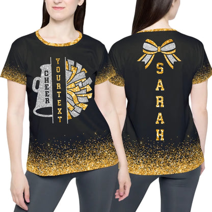 Personalized Glitter Cheer Team T-Shirt - Custom Cheerleading Shirt with Name & Colors-1